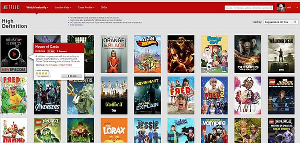 Náhodně vybraný seznam titulů, které jsou dostupné na Netflixu ve vysokém rozlišení.