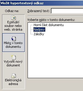 Vložit hypertextový odkaz