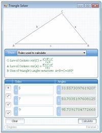 Math 3.0 - Okno pro výpočet trojúhelníku