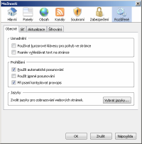 My Internet Browser - nastavení