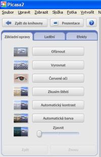 Picasa základní úprava obrázků