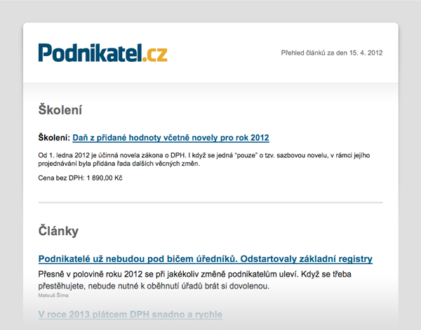 Náhled newsletteru