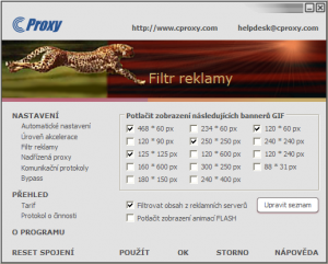 Nastaven� filtru reklamy a animac� FLASH