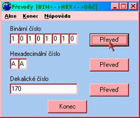 P�evody BIN -> HEX -> DEC