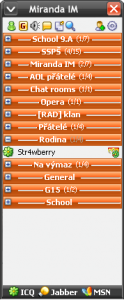 Seznam kontakt�, vzhled Zune