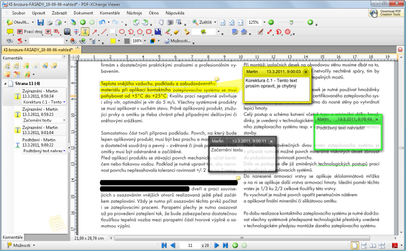 PDF-XChange Viewer 2.5 Pro - Komentov�n� a redigov�n� obsahu PDF