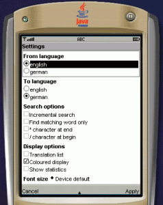 Java slovníky pro mobily