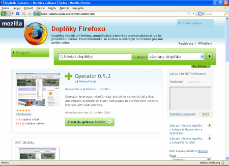 Instalace rozšíření Operator