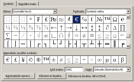 Mapa znaků