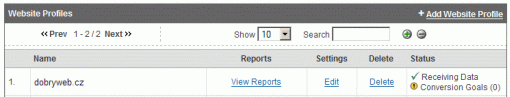 Google Analytics - přijímám data