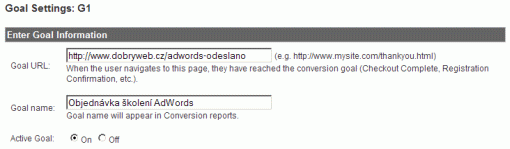 Google Analytics - Goal Setting - G1