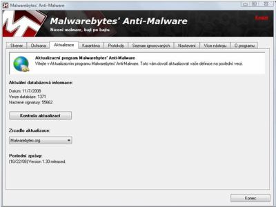 Malwarebytes Anti-Malware - aktualizace Malwarebytes Anti-Malware - aktualizace