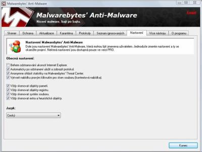 Malwarebytes Anti-Malware - nastavení Malwarebytes Anti-Malware - nastavení