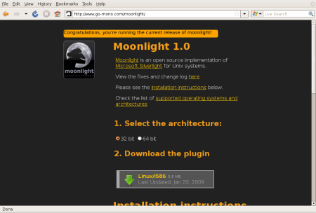Potvrzení instalace Moonlight