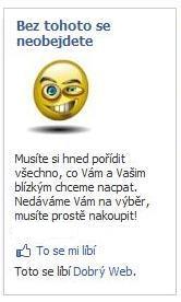 Screenshot reklamy z Facebooku Formát reklamy na Facebooku