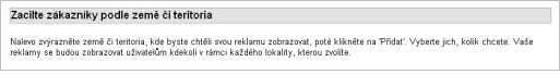 Zacílení zákazníka podle země a teritoria