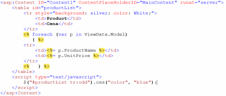 Použití jQuery ve stránce