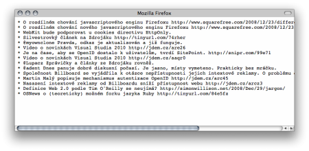 Screenshot Sinatra aplikace - JSON klient