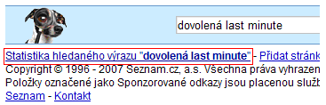 Statistiku hledanosti na Seznam.cz naleznete v patičce stránky s výsledky vyhledávání