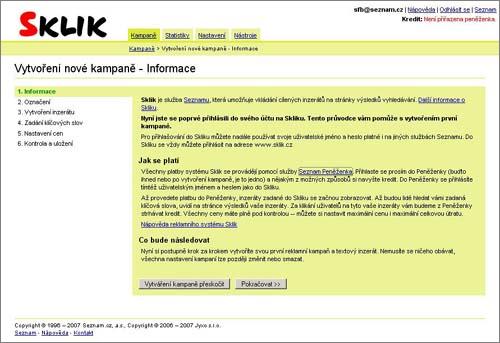Rozhraní systému Sklik sklik - Rozhraní systému Sklik