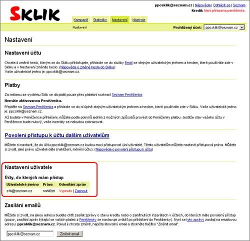 Přehled účtů, do kterých máme přístup Sklik - přehled účtů, do kterých máme přístup