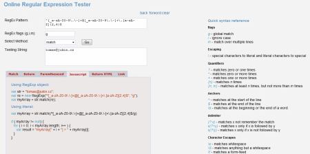Online Regular Expression Tester