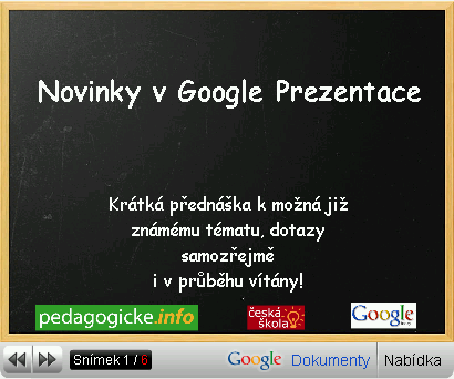 Google Prezentace pro IFRAME