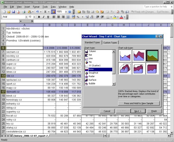 NetMonitor - práce v Excelu