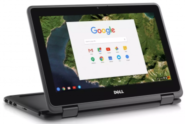 DELL Chromebook 11 3189 v tablet módu vhodném pro sledování videa.
