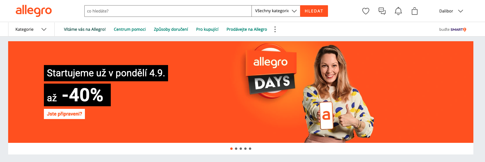 Promo bannery na Allegro Days. (1. 9. 2023)
