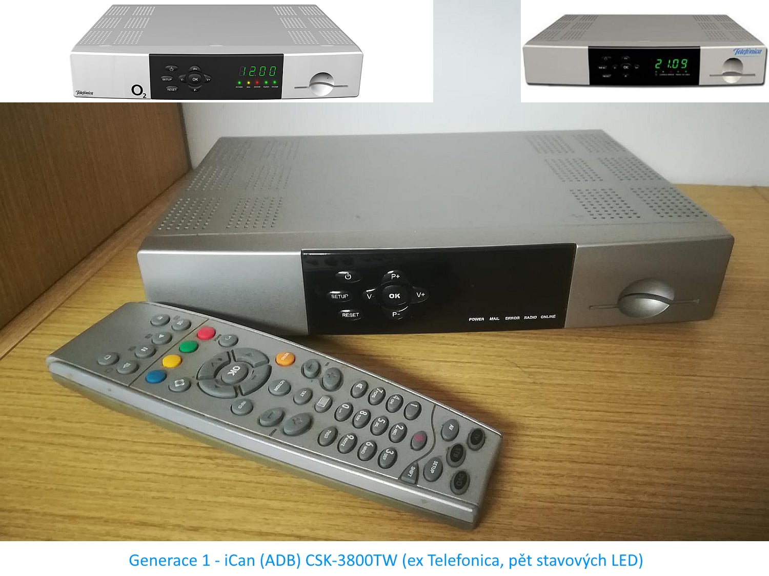 Generace přístrojů pro O2 TV, od nejnovějších k nejstarším