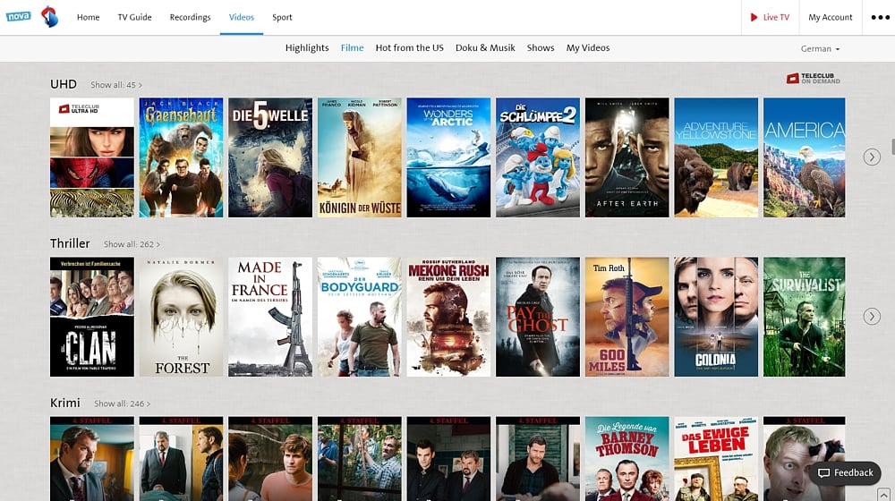 Swisscom TV Air - videotéka