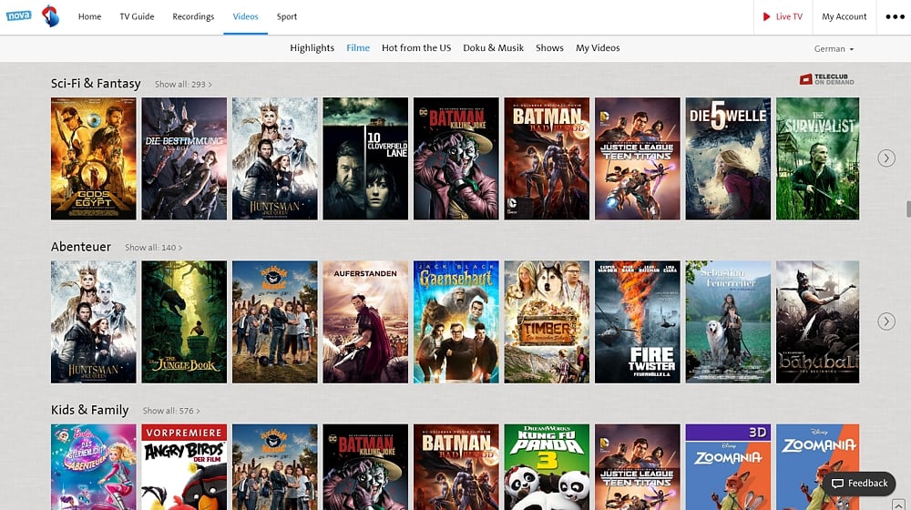 Swisscom TV Air - videotéka