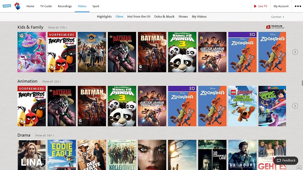 Swisscom TV Air - videotéka