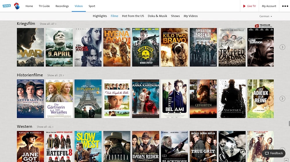 Swisscom TV Air - videotéka