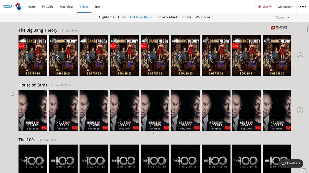 Swisscom TV Air - videotéka