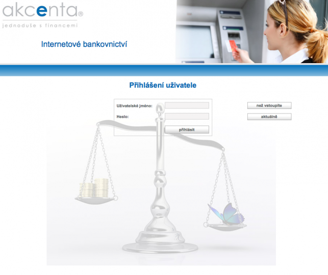 Akcenta, spořitelní družstvo. Internetové bankovnictví. 25.02.2015