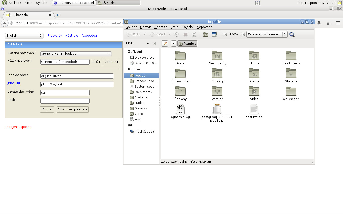 JavaFX: H2 vytvoření databáze, tabulek a vložení dat