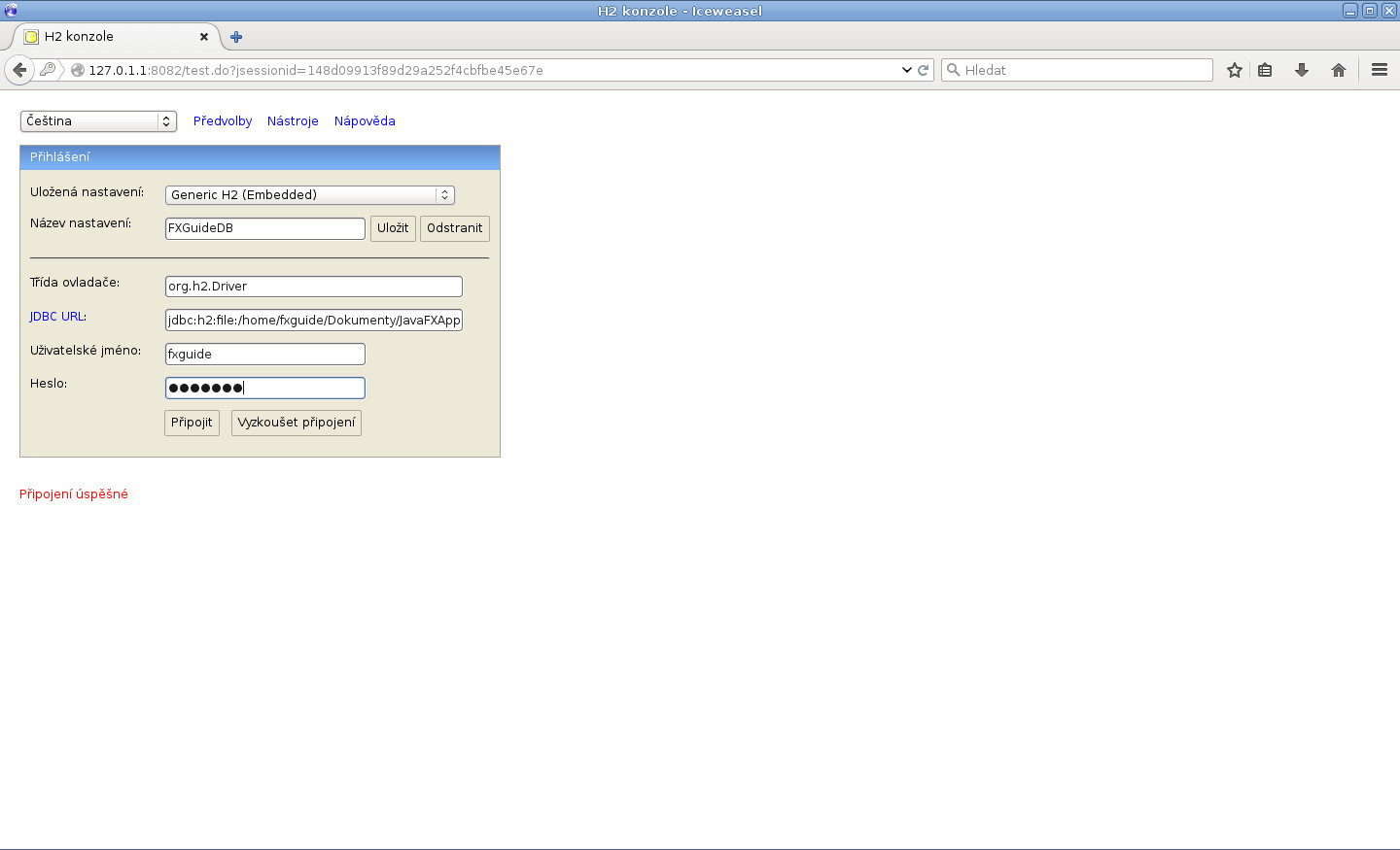 JavaFX: H2 vytvoření databáze, tabulek a vložení dat