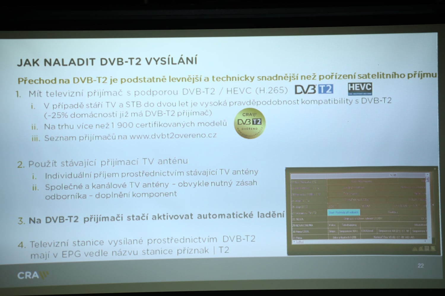 Worskhop ČRA k DVB-T2, říjen 2018