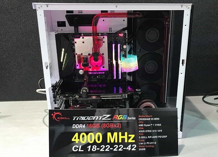 Paměti G.Skill Trident Z RGB vyladěné pro Ryzen 7 2700X na frekvenci 4000 MHz (Zdroj: AnandTech)