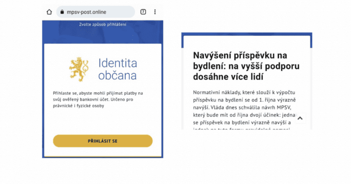 Jak vypadá podvodný web MPSV