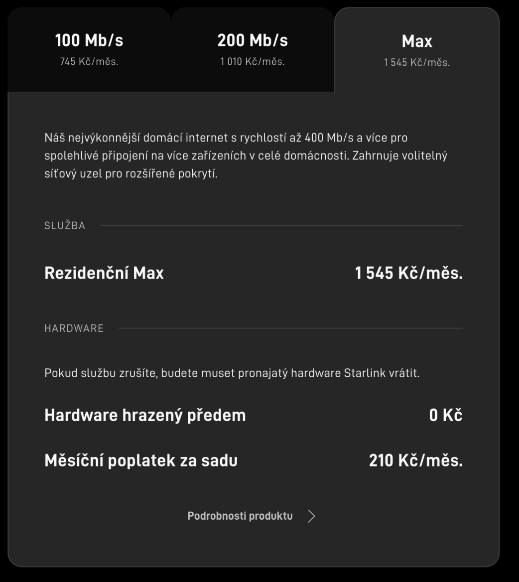 Starlink Rezidenční Max