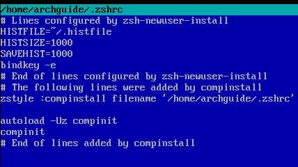 Arch: nastavení zsh pro uživatele