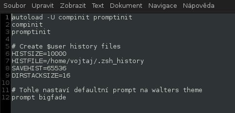 Arch: nastavení zsh pro uživatele