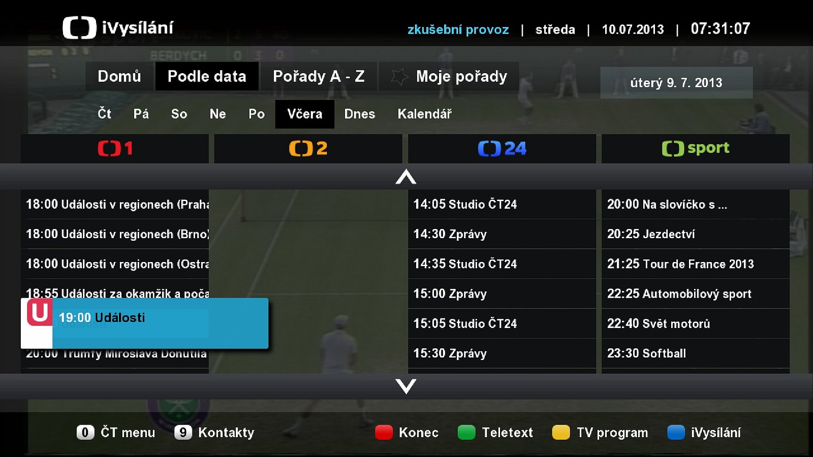 iVysílání dostupné v rámci hybridní televize HbbTV
