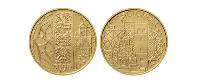 Česká národní banka vydává zlatou minci s motivy historického jádra města Olomouc
