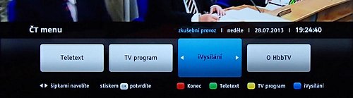 Na Toshibě pracovala i novinka, iVysílání ČT. Najdete ho v části HbbTV a zatím je ve zkušením provozu. 