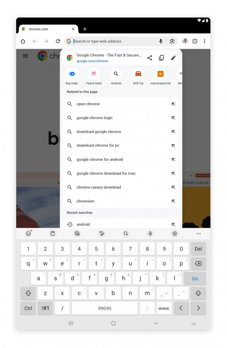 Přepracovaný adresní řádek na tabletech