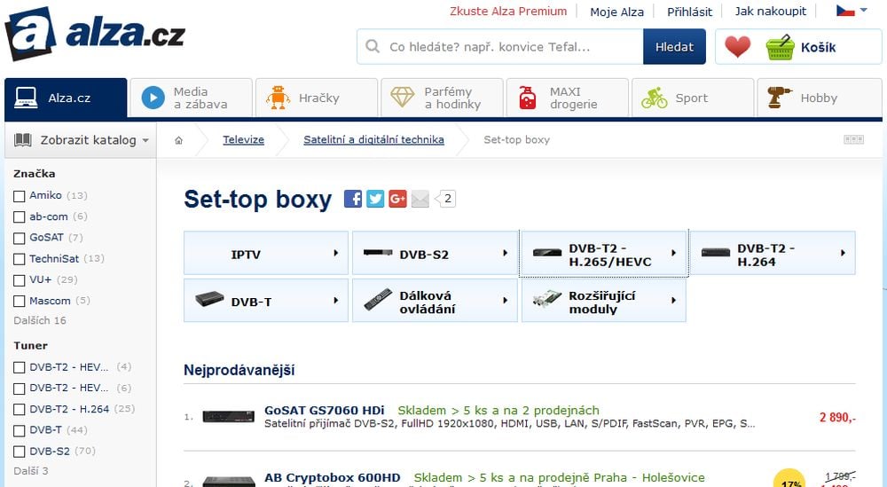E-shopy a DVB-T2 HEVC
